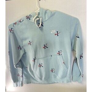 Nike Sportswear‎ Allover Club Fleece Pullover Hoodie Light Blue Mens Sz M